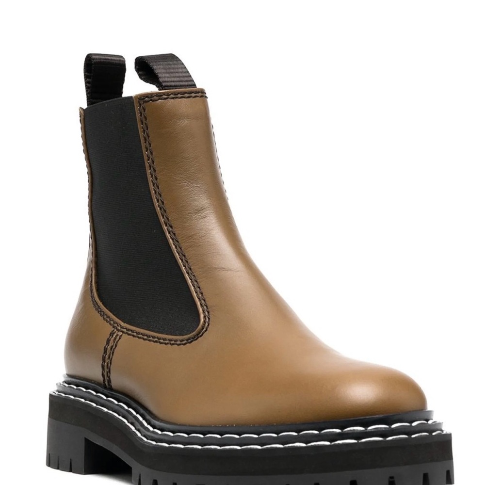 Proenza Schouler Tan and Black Chelsea Boots